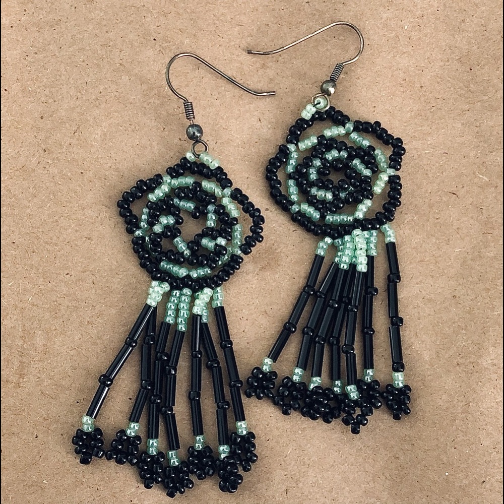 Sage & Black Dreamcatcher Earrings
